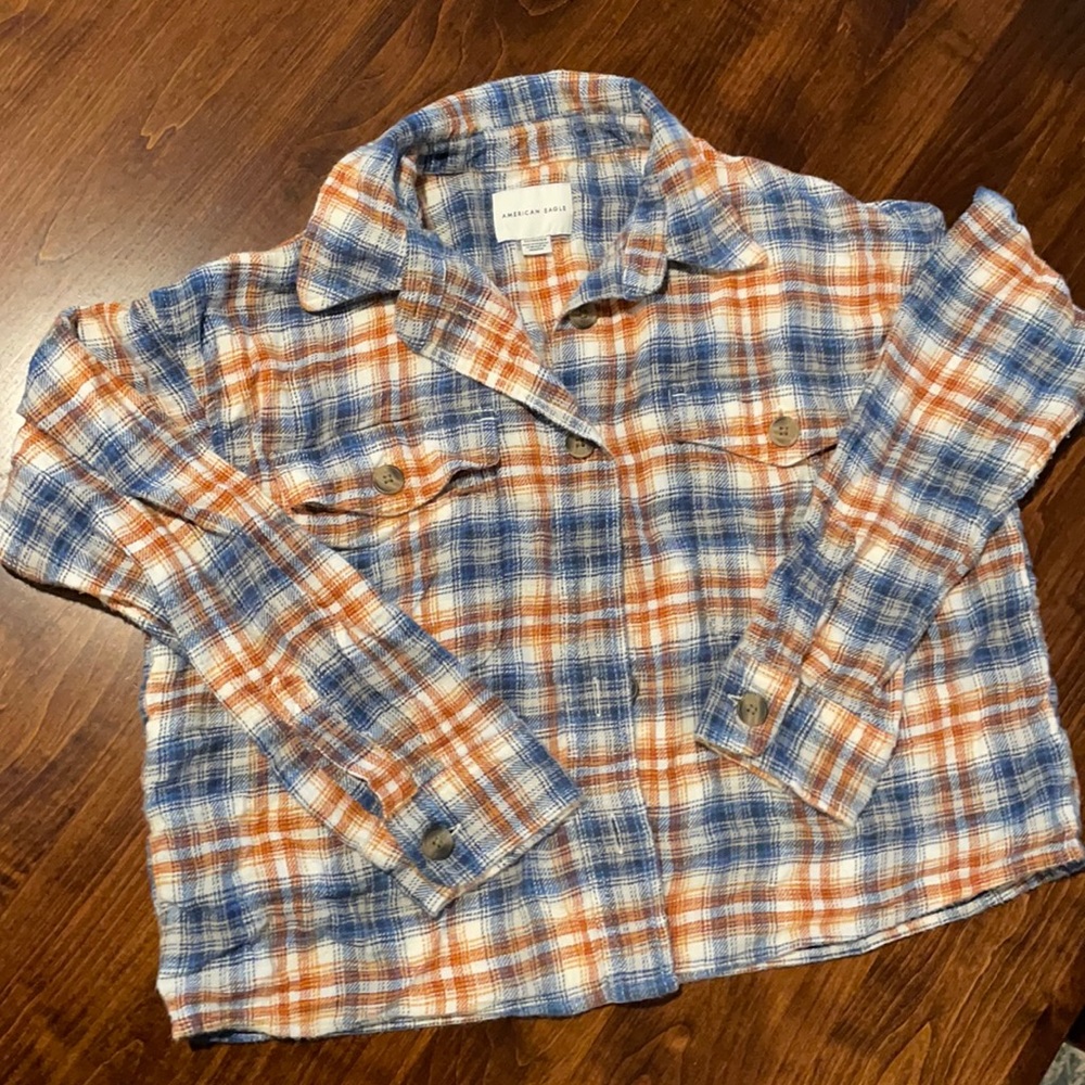 Plaid flannel crop- American Eagle